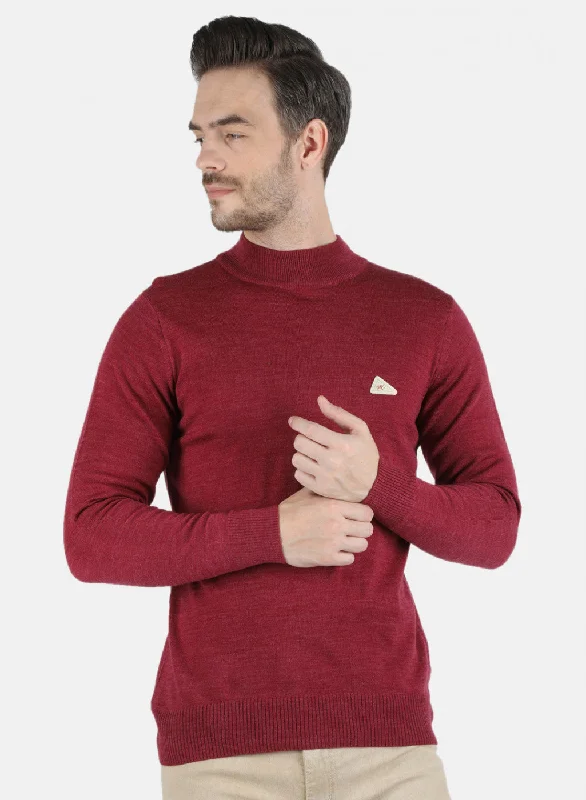 Men Red Solid Pullover