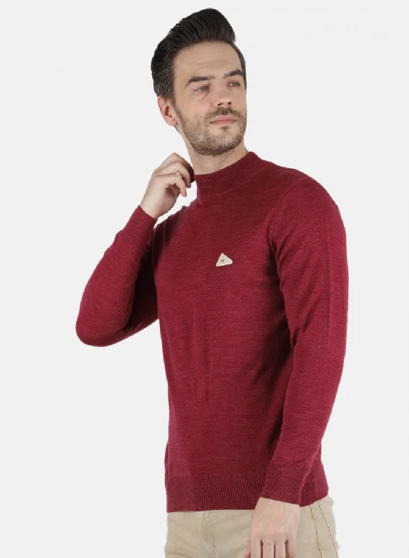 Men Red Solid Pullover