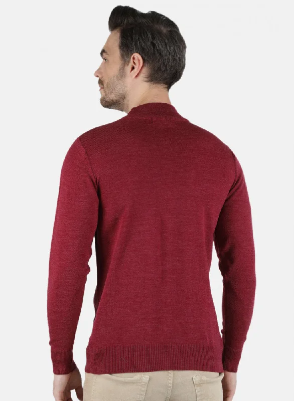 Men Red Solid Pullover