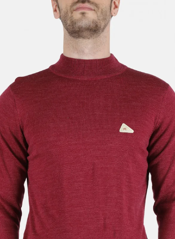 Men Red Solid Pullover