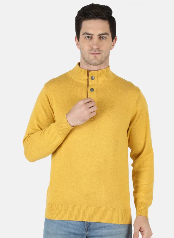 Men Yellow Solid Pullover