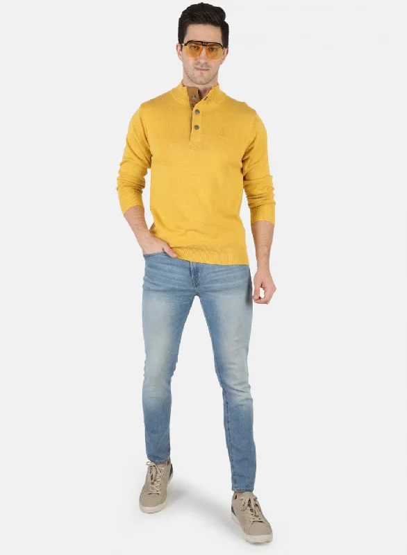 Men Yellow Solid Pullover