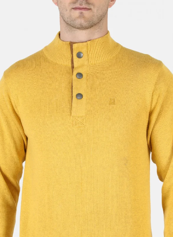 Men Yellow Solid Pullover