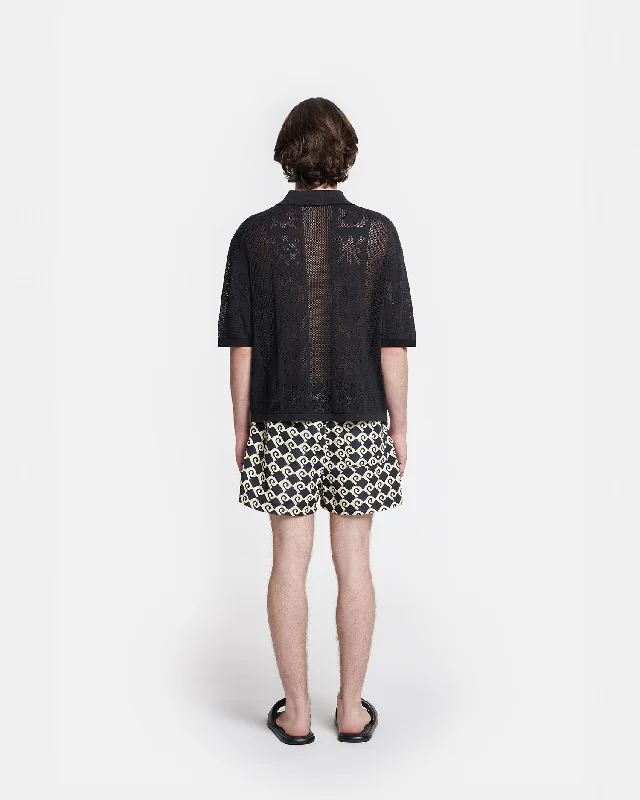 Jasim - Paper-Crochet Polo Shirt - Black