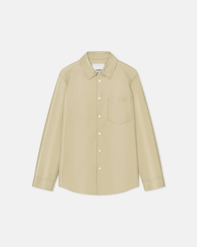 Onni - Okobor™ Alt-Leather Shirt - Pale Olive