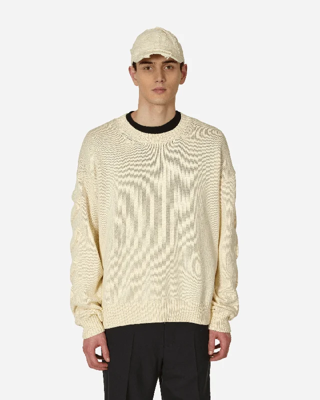 3D Diagonal Crewneck Sweater Beige