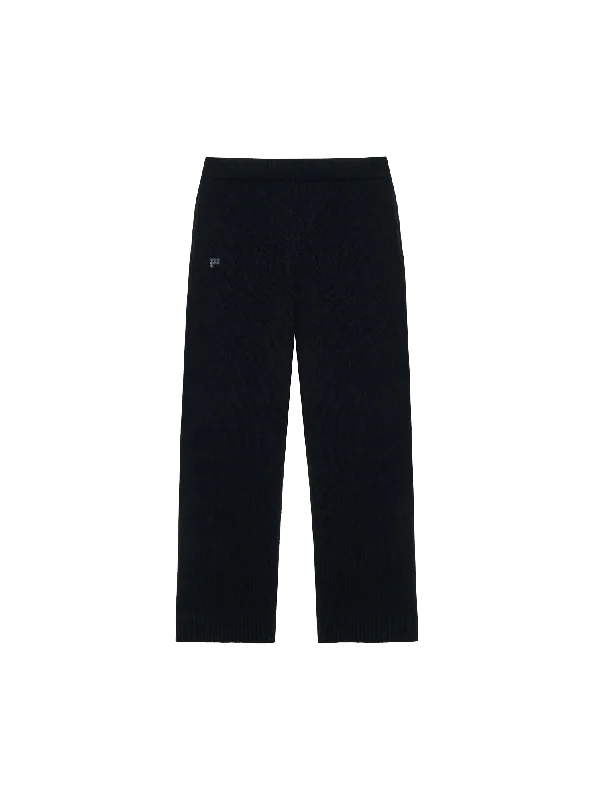 Recycled Cashmere Loose Track Pants—black