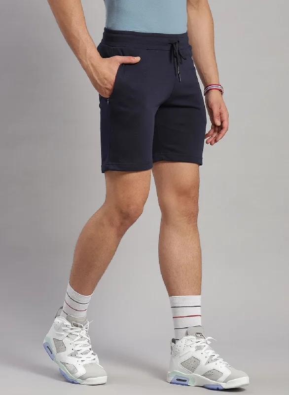 Men NAvy Blue Solid Short