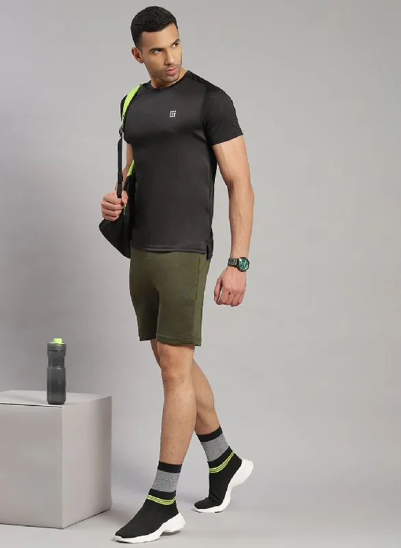 Men Olive Solid Short