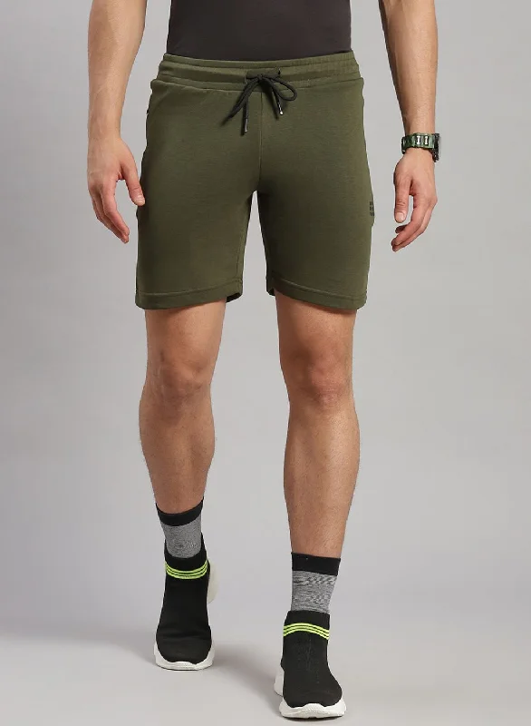 Men Olive Solid Short