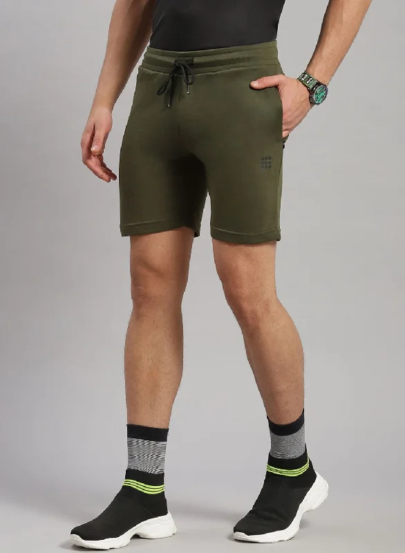 Men Olive Solid Short