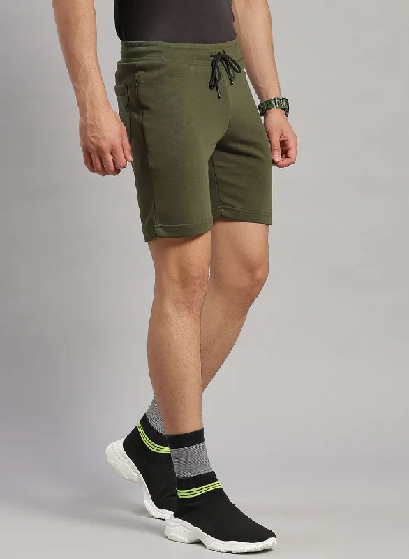 Men Olive Solid Short