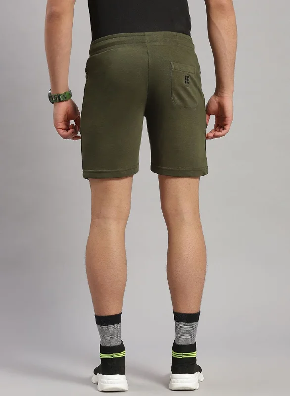 Men Olive Solid Short