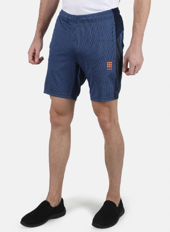 Men Royal Blue Self Design Shorts