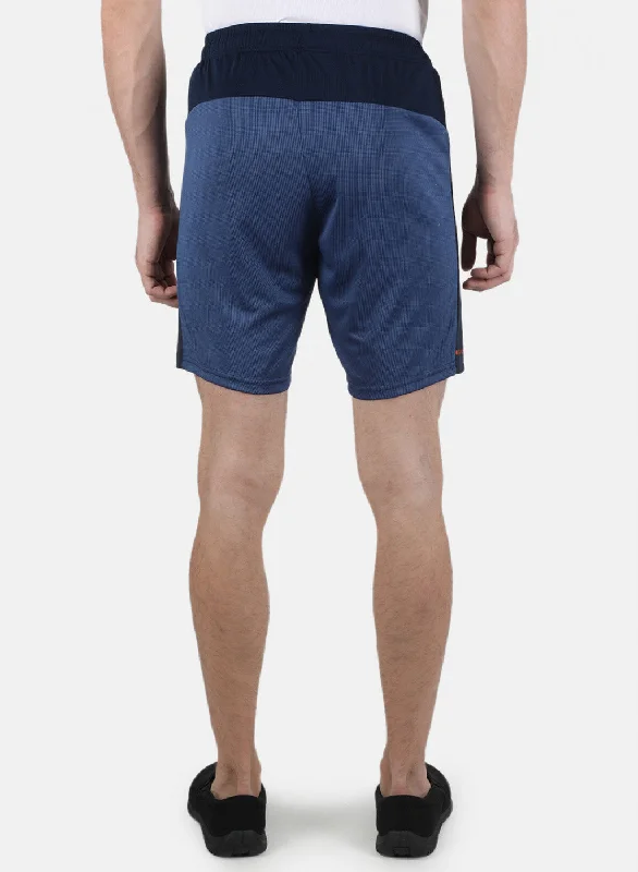 Men Royal Blue Self Design Shorts