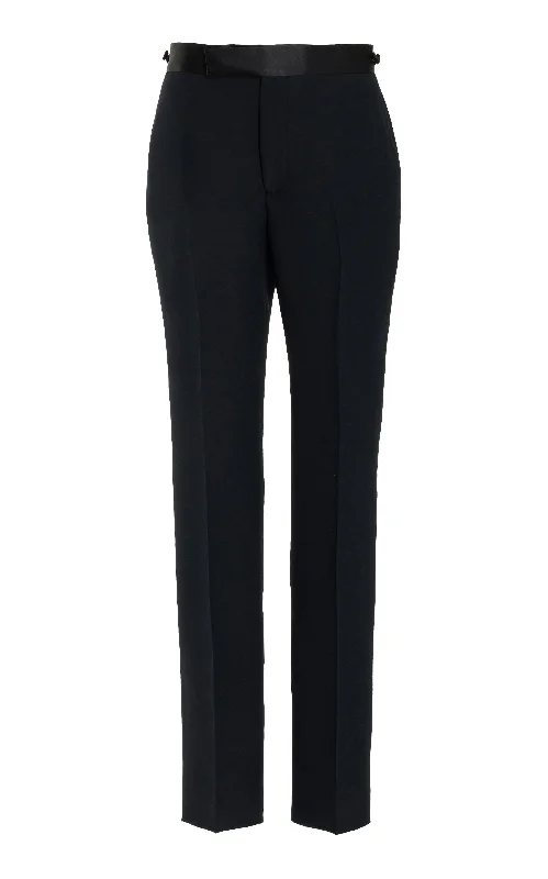 Simons Pant in Black Wool Silk Cady