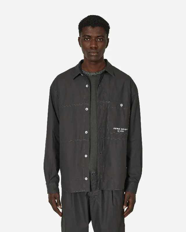 Marina Pleated Cotton Canvas Overshirt Charcoal