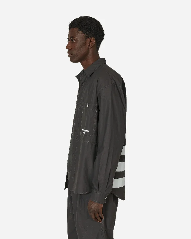 Marina Pleated Cotton Canvas Overshirt Charcoal