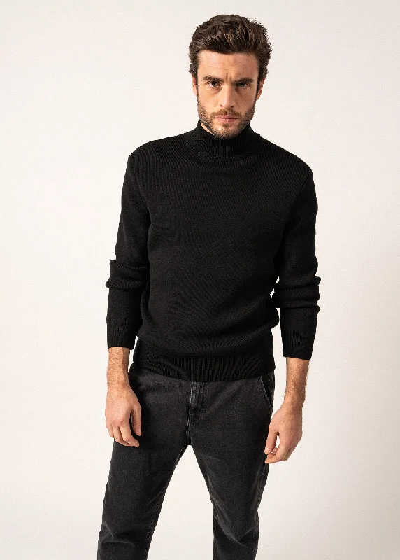 Tarbes high neck jumper - in soft wool (NOIR)