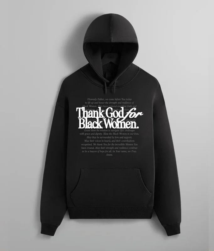 Thank God For Black Women Hoodie (Black/White)