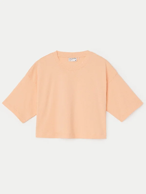 The Cropped Boxy T-Shirt in Peach