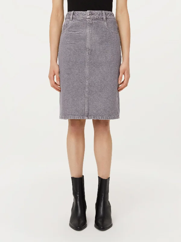 The Denim Midi Skirt in Light Grey