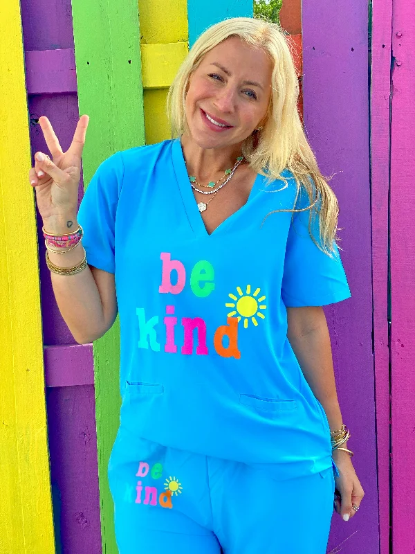 Be Kind Light Blue Scrub Top