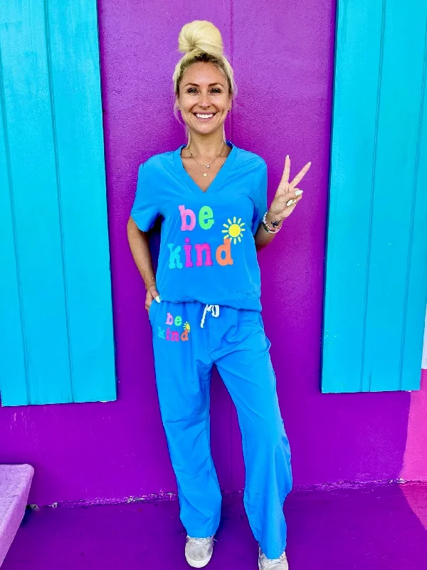 Be Kind Light Blue Scrub Top