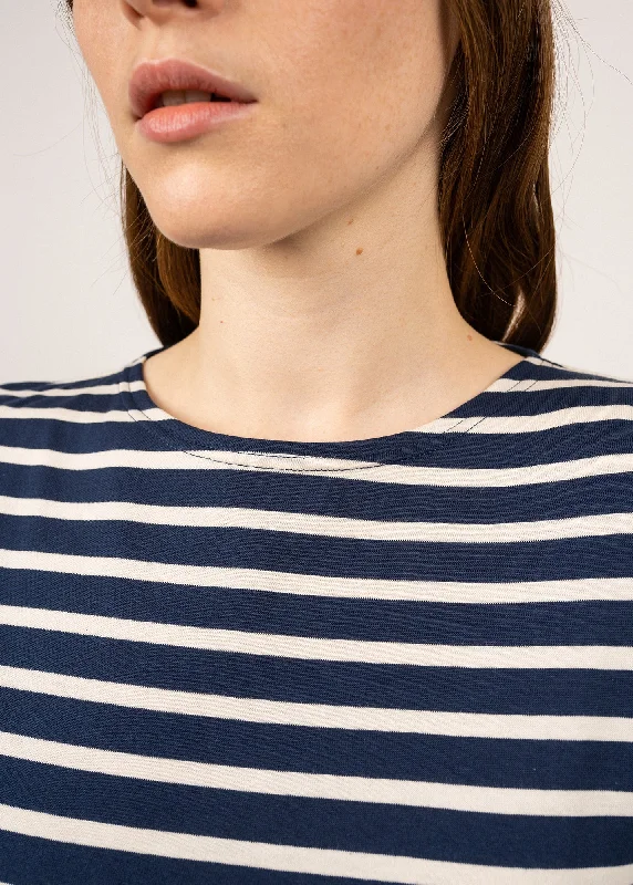 ETRILLE - Nautical Stripe Tee with Short Sleeves | Soft Cotton | Women Fit (NAVY / ECRU)