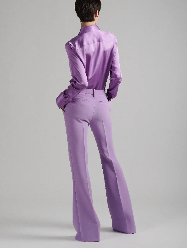 Bootleg trousers in lilac crepe