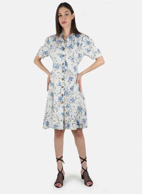 Women Blue Printed Dress