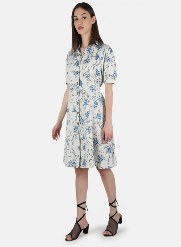 Women Blue Printed Dress