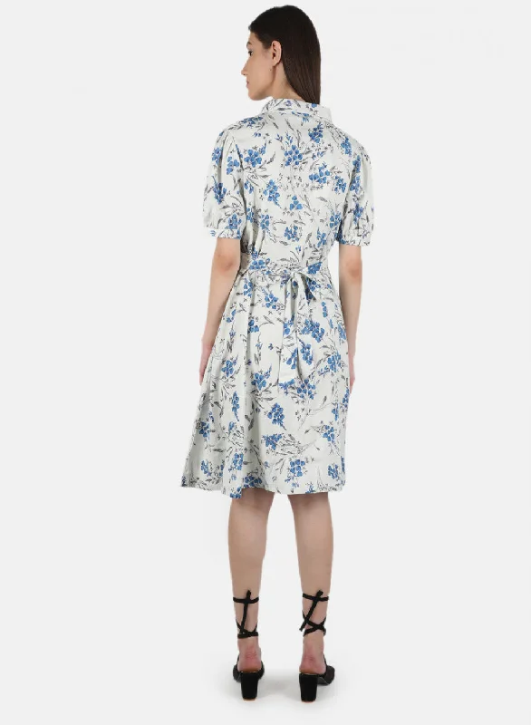 Women Blue Printed Dress