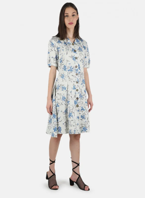 Women Blue Printed Dress