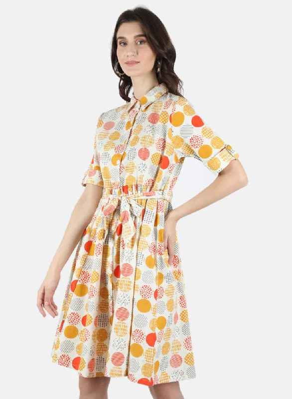 Women Mustard Printed Dress