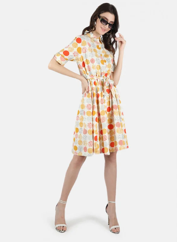 Women Mustard Printed Dress