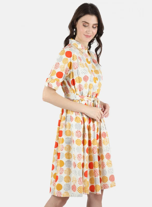 Women Mustard Printed Dress