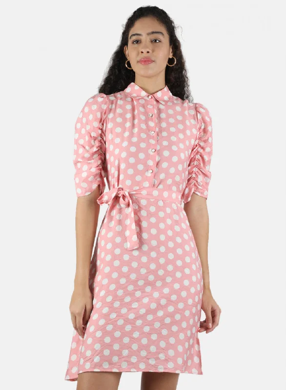 Women Pink Printed Dress