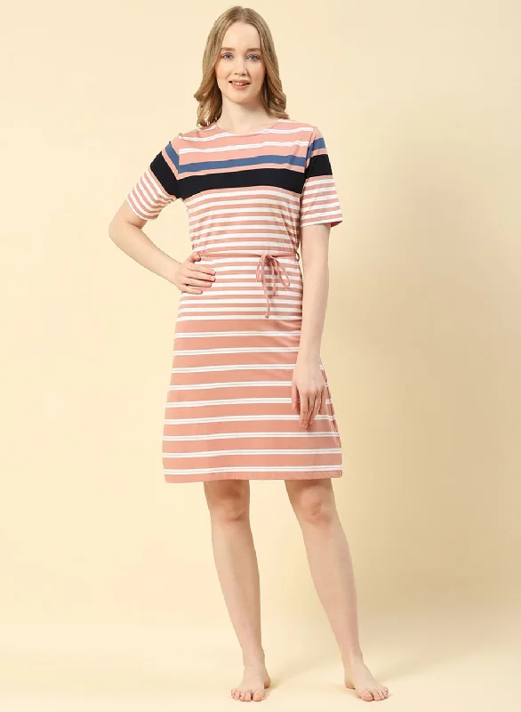 Women Pink Stripe Dress