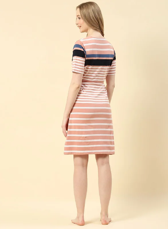 Women Pink Stripe Dress