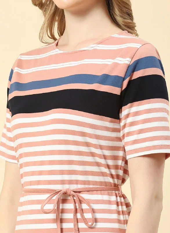 Women Pink Stripe Dress