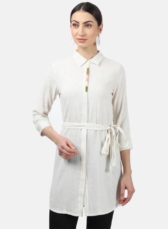 Womens Beige Stripe Tunics