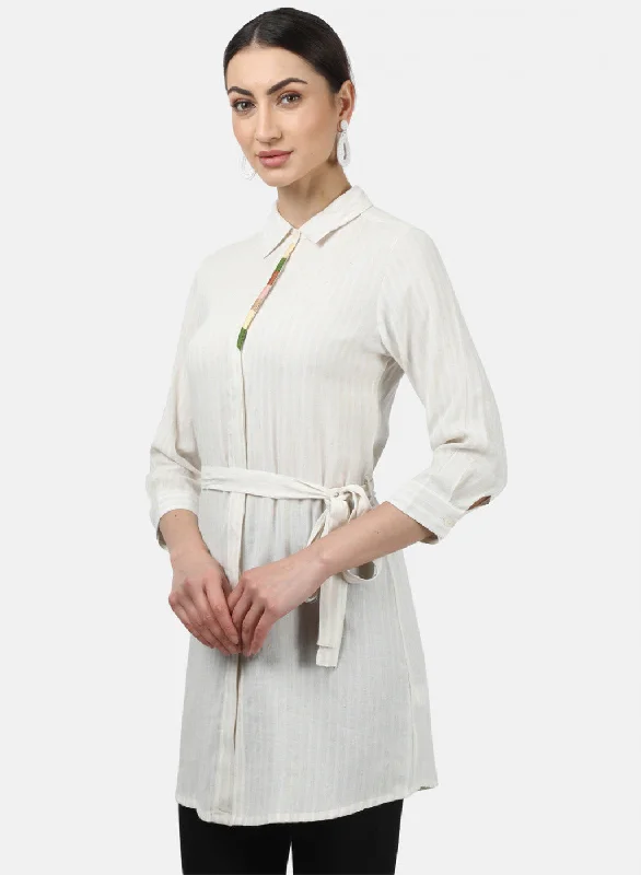 Womens Beige Stripe Tunics