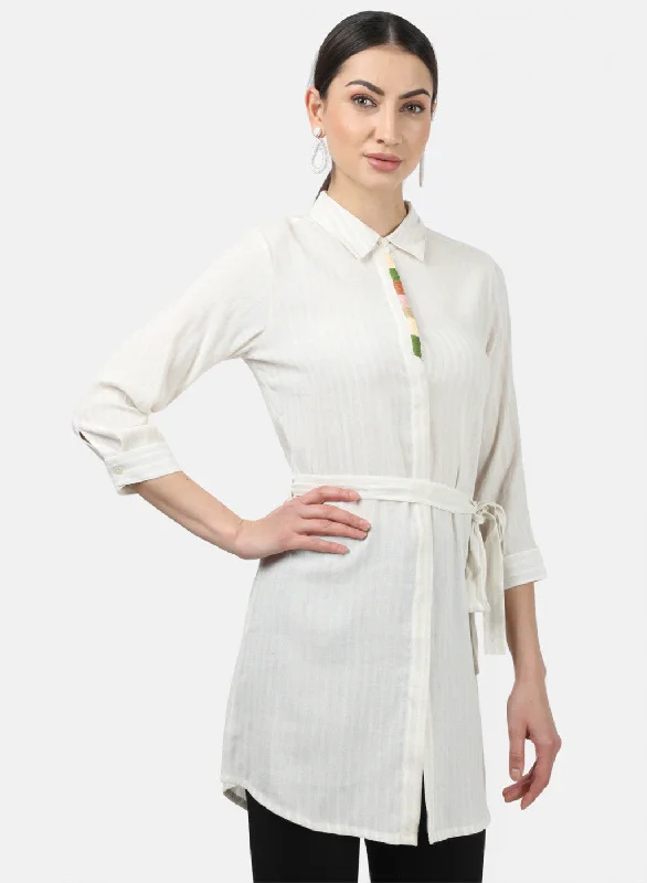 Womens Beige Stripe Tunics