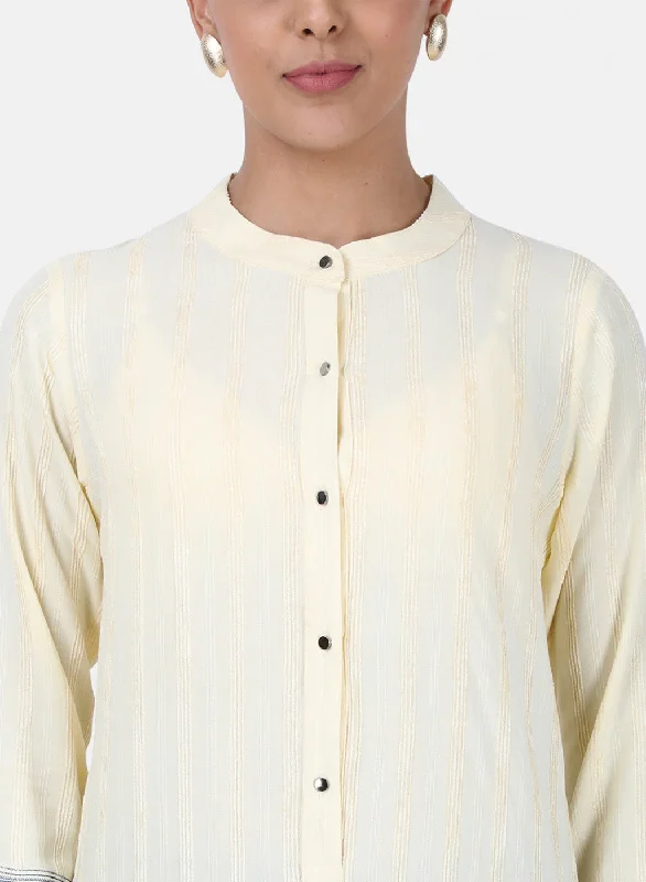 Womens Cream Embroidered Tunic