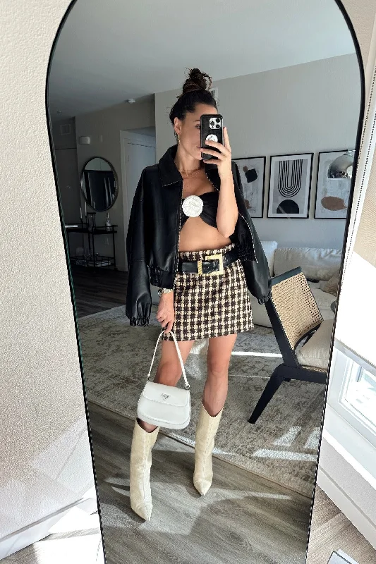 Normandie Brown Plaid Mini Skirt