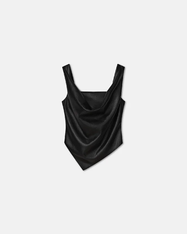 Petra - Sleeveless Draped Okobor™ Top - Black