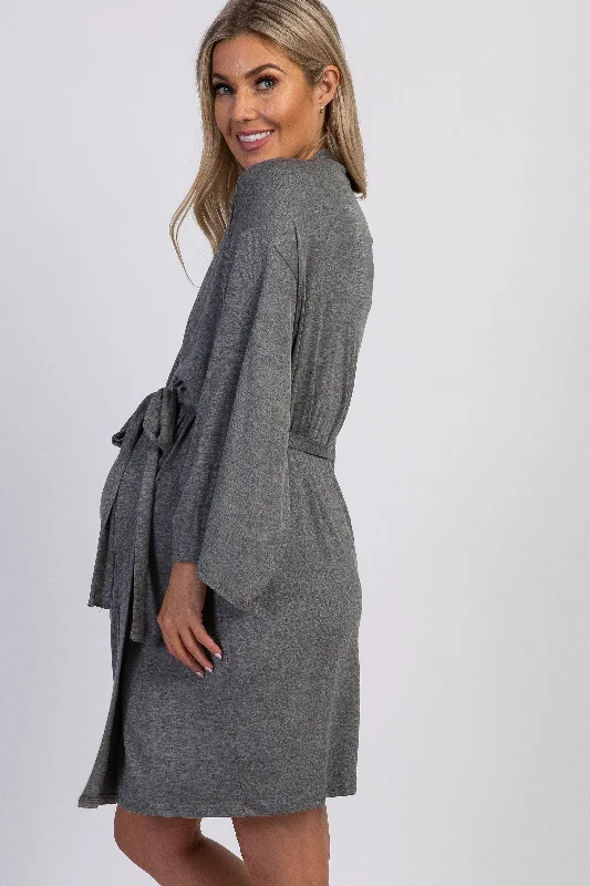 PinkBlush Charcoal Delivery/Nursing Maternity Robe