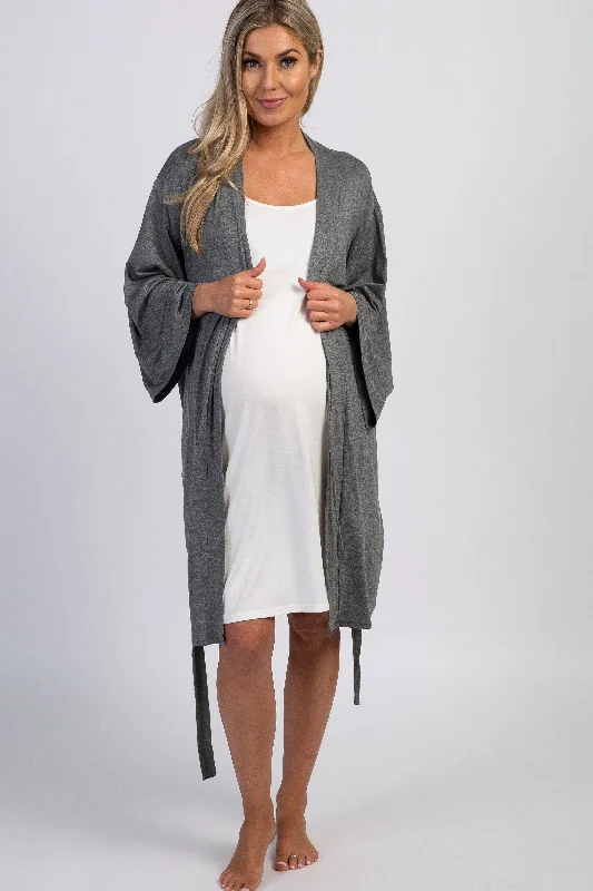 PinkBlush Charcoal Delivery/Nursing Maternity Robe