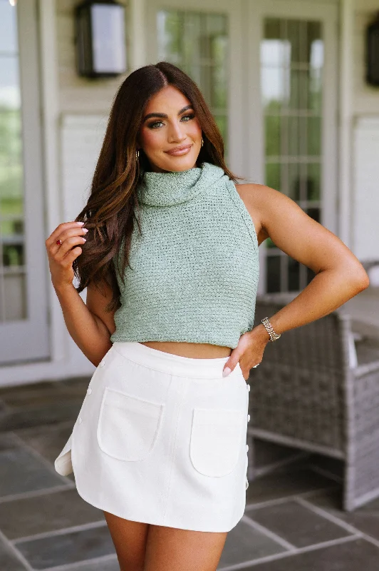 Selma Sweater Knit Top- Green